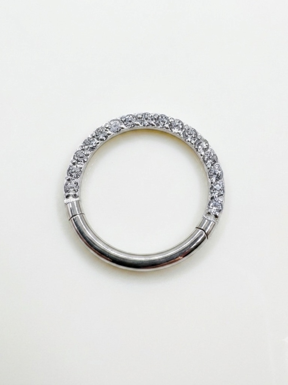 16g 3/8" CZ Segment Ring Clicker Septum Daith Helix Piercing Hoop